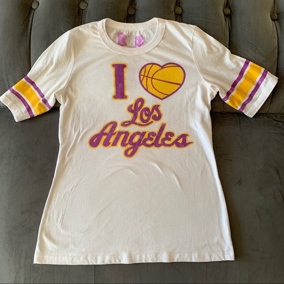 Vintage I Heart Los Angeles Lakers T-Shirt Hardwood Classics Woman's Large - Picture 5 of 11